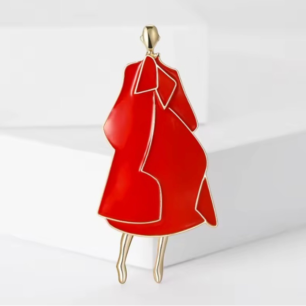 Charming Beauty Red Lady Brooch. - Picture 3 of 4
